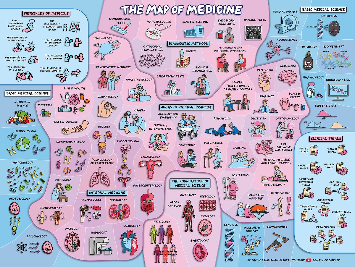 Domain of Science's illustrated map of medicine
